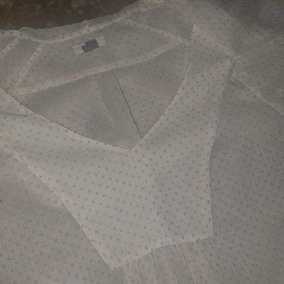 Fossil Scarf Neck Sheer Mid Length Sleeve Polka Dot Blouse - Picture 8 of 10